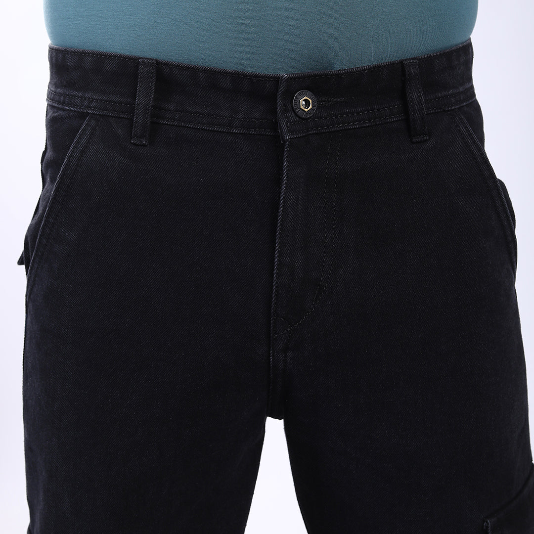 BLACK BAGGY CARGO FIT JEAN 4868-1